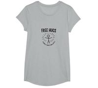 Free Hugs Termini & Condizioni Applica Divertente Figura Stilizzata Maglietta, Ragazze, Grigio Melange, L