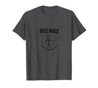 Free Hugs Termini & Condizioni Applica Divertente Figura Stilizzata Maglietta, Uomo, Grigio Scuro, XL