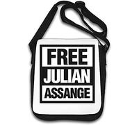 Free Julian Assange Logo Bianco e Nero Borsa A Tracolla Bianco