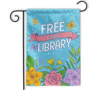 Free Little Library Cute Librarian Library Welcome Bandiera Vacanza 30X45Cm Striscione Divertenti Moda Bandiera All'Aperto Per Dormitorio Interni Prato