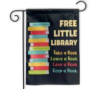 Free Little Library Librarian Library Welcome Reading Lovers Bookish Bandiera Da Giardino 30X45Cm Striscione Colorato Moda Bandiera Da Esterno Per Spiaggia Decorazione Casa