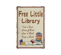 Free Little Library,Take A Book Leave A Book Targa In Metallo Durevole Targa In Latta Divertenti Cartello In Metallo Per Giardino Casa Bar 20X30Cm