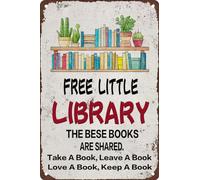 Free Little Library Take A Book Targa in metallo con scritta in lingua inglese "Take A Book" per la porta d'ingresso o per gli amanti dei libri, decorazione da parete vintage, 20 x 30 cm