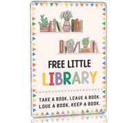 Free Little Library Take A Book Targa in metallo con scritta in lingua inglese "Take A Book" per la porta d'ingresso o per gli amanti dei libri, idea regalo vintage, decorazione da parete per garage,