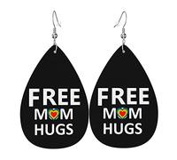 Free Mom Hugs LGBTQ Pride Month Orecchini in pelle per donne e ragazze Orecchini pendenti estetici carini a goccia