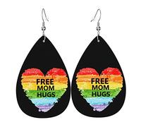 Free Mom Hugs LGBTQ Pride Month Orecchini per donne Ragazze in pelle gioielli leggeri orecchini pendenti a goccia