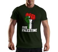 Free Palestine Flag Fist Gaza Fight for Freedom T-Shirt Verde Militare da Uomo Size XL