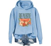 Free Palestine Hoodie Flower I love Palestine Sweatshirt Support Gaza Palestinian Shirt, blu cielo, M