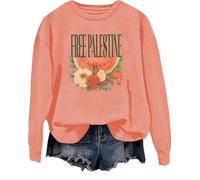 Free Palestine Sweatshirt Flower I love Palestine Shirt Support Gaza Palestinese Tops, Arancia Hami, S