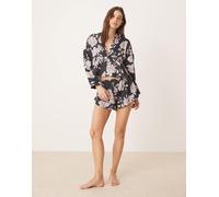 Free People - Beauty Sleep - Set pigiama nero a fiori lilla-Multicolore S