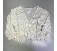 FREE PEOPLE Blusa In Cotone E Lino Breezy Beachy Let's Go Donna Taglia M Avorio
