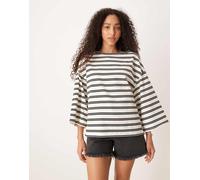 Free People - C'est la vie - T-shirt ampia a righe nere-Nero S