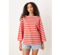 Free People - C'est la vie - T-shirt ampia a righe rosse-Rosso XL