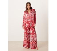 Free People - Dreamy Days - Pigiama color ciliegia stampato-Rosso L