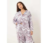 Free People - Dreamy Days - Pigiama color ghiaccio con stampa-Blu L