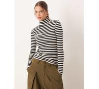 Free People - Good Good - Top con collo alto a maniche lunghe a righe nere-Marrone XS