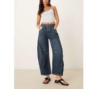 Free People - Good Luck - Jeans a cilindro a vita medio alta blu Deep End W26