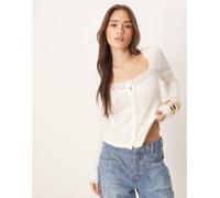 Free People - Let's Party - Cardigan color avorio con inserto in pizzo-Bianco M