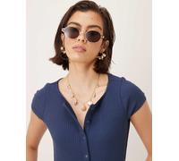 Free People - Most Wanted - T-shirt blu navy con bottoni L