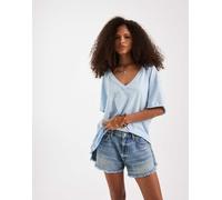 Free People - Nina - T-shirt con scollo a V azzurro rugiada-Blu XL