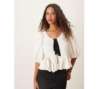 Free People - Pamela - Top color avorio con fiocco-Rosa M