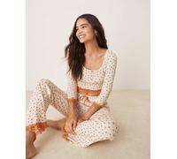 Free People - Stolen Dance - Set pigiama color panna a fiorellini-Bianco L