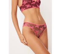 Free People - Talk About It - Slip bikini in pizzo a fiori color zinfandel-Rosso S