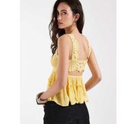 Free People - Top a canottiera giallo siciliano con volant e petali M