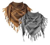 FREE SOLDIER - 100% Cotone Shemagh Militare, Sciarpa Tattica araba Keffiyeh Ideale per i Militari nel Deserto, Adatta per Uomini e Donne(Set Grigio & Marrone)