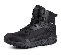 FREE SOLDIER da Uomo Mid Alta Stivali Militari Durable Army Combat Scarpe Impermeabile Traspiranti Tattico Escursionismo(Nero-impermeabile,43EU)