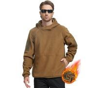 FREE SOLDIER Felpa Invernale Calda con Cappuccio da Uomo, Maglia con Cerniera 1/4, Antivento, Giacca Tattica da Esterno in Pile per l'Esercito Giacca da Lavoro (Marrone Lupo, L)