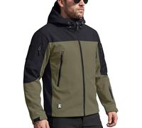 FREE SOLDIER Giacca antipioggia tattica militare da uomo con cappuccio impermeabile Soft Shell impermeabile (verde nero, XL)