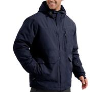 FREE SOLDIER Giacca da sci impermeabile da uomo con fodera in pile, caldo colletto da neve invernale con cappuccio e cuciture completamente sigillate, blu scuro, XXL