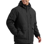 FREE SOLDIER Giacca da sci impermeabile da uomo con fodera in pile, caldo colletto da neve invernale con cappuccio e cuciture completamente sigillate, Nero, XL