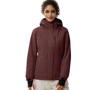 FREE SOLDIER Giacca Impermeabile da Ski/Neve Donna, Foderata in Pile, Calda per l'Inverno con Cappuccio e Cuciture Completamente Sigillate Rosso Bruno, S