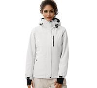 FREE SOLDIER Giacca Impermeabile da Ski/Neve Donna, Foderata in Pile, Calda per l'Inverno con Cappuccio e Cuciture Completamente Sigillate Bianco, XL