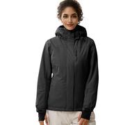 FREE SOLDIER Giacca Impermeabile da Ski/Neve Donna, Foderata in Pile, Calda per l'Inverno con Cappuccio e Cuciture Completamente Sigillate Nero, 3XL