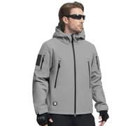 FREE SOLDIER Giacche Militari Softshell da Uomo Fodera in Pile da Esterno Giacca Antivento Impermeabile con Cappuccio Giacche tattiche Calde Multitasche per Escursioni di Caccia (Grigio chiaro,XL)