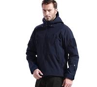 FREE SOLDIER Giacche Militari Softshell da Uomo Fodera in Pile da Esterno Giacca Antivento Impermeabile con Cappuccio Giacche tattiche Calde Multitasche per Escursioni di Caccia(Blu Navy,M)