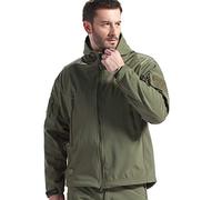 FREE SOLDIER Giacche Militari Softshell da Uomo Fodera in Pile da Esterno Giacca Antivento Impermeabile con Cappuccio Giacche tattiche Calde Multitasche per Escursioni di Caccia (Verde,L)