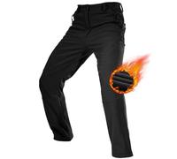 FREE SOLDIER Pantaloni da Lavoro da Uomo per attività All'aperto Pantaloni Softshell Sci Termici Impermeabile Pantaloni Trekking Invernali Pantaloni da Caccia(Nero,54 Lungo)