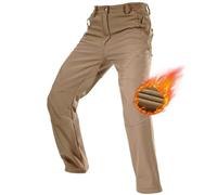 FREE SOLDIER Pantaloni da Lavoro da Uomo per attività All'aperto Pantaloni Softshell Sci Termici Impermeabile Pantaloni Trekking Invernali Pantaloni da Caccia(Colore Fango,46 Lungo)