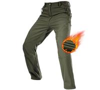 FREE SOLDIER Pantaloni da Lavoro da Uomo per attività All'aperto Pantaloni Softshell Sci Termici Impermeabile Pantaloni Trekking Invernali Pantaloni da Caccia(Verde,52 Lungo)