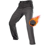 FREE SOLDIER Pantaloni da Lavoro da Uomo per attività All'aperto Pantaloni Softshell Sci Termici Impermeabile Pantaloni Trekking Invernali Pantaloni da Caccia(Grigio,56 Lungo)