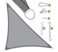 FREE SOLDIER Tenda parasole triangolare, 3 x 3 x 3 m, con set di accessori, poliestere PES, permeabile all'acqua, traspirante, robusta e durevole, grigio