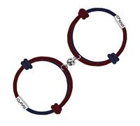 free-space Coppia di braccialetti magnetici di attrazione reciproca da 2 pezzi con LOVE inciso braccialetto di corda intrecciata Coppia regalo di gioielli per uomo donna (Blu rosso)