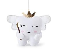 free-space Fatina dei Denti Bambola Ali Lucide Cuscino Fata dei Denti Ricamato con Tasca Fata dei Denti Souvenir Regalo per Ragazzi Ragazze (Bianco)