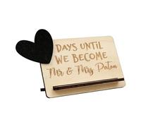 free-space Regalo di Fidanzamento per Coppia con Targa in Legno Personalizzata con Conto alla rovescia per Matrimonio, Lavagna con Incisione a Cuore (Wedding Countdown)