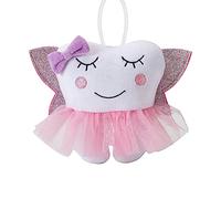 free-space Ricamo bambola fata dei denti con ali lucide tascabili Regali per ragazze dei ragazzi Keepsake Fatina dei denti in velluto di cristallo (Pink)