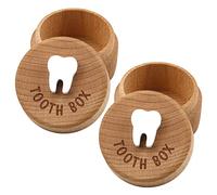 free-space Scatola di fatina dei denti Scatola di legno intagliata in 3D Souvenir Dente caduto Scatola di immagazzinaggio per ricordi Regalo per ragazzo o ragazza (2pcs Tooth Box)